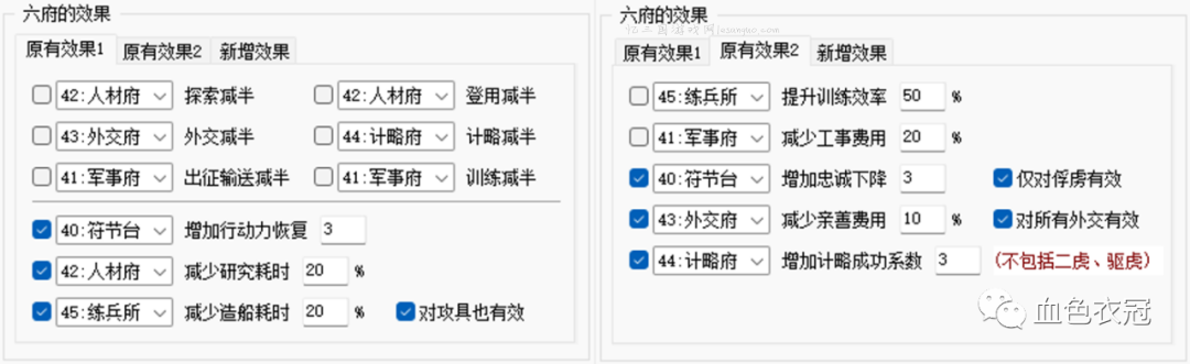 六府效果可配置